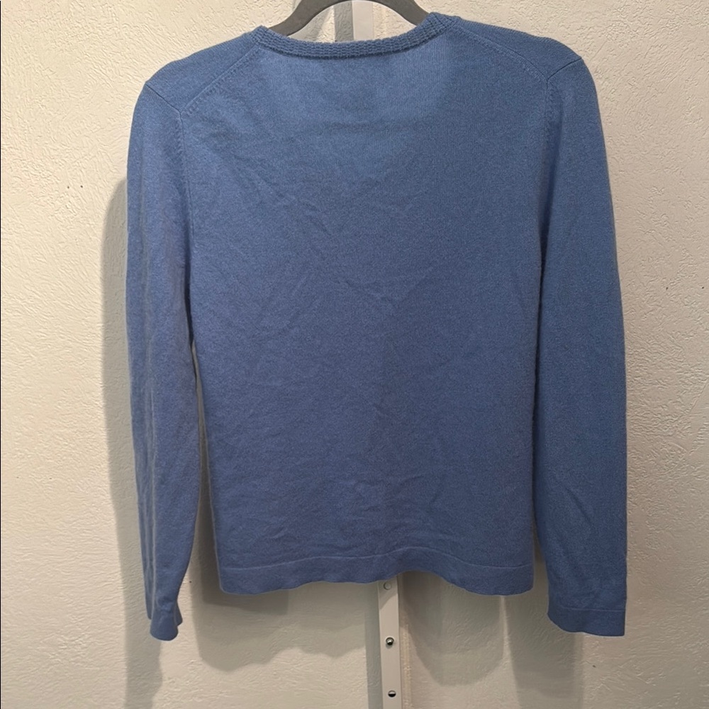 Jones New York Women’s Blue Cashmere VNeck Sweater - Picture 3 of 7
